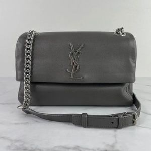 Saint laurent grey grain de poudre small crossbody/shoulder bag.